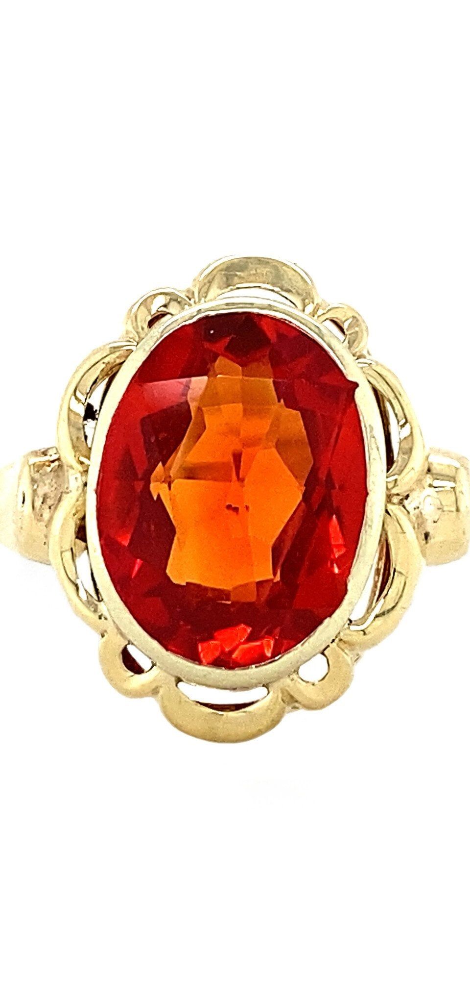 Vintage 14K Gold Ring with Orange Sapphire